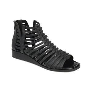 Journee Collection Women's Delilah Tru Gladiator Wedge Sandals, Black Size 9.5M